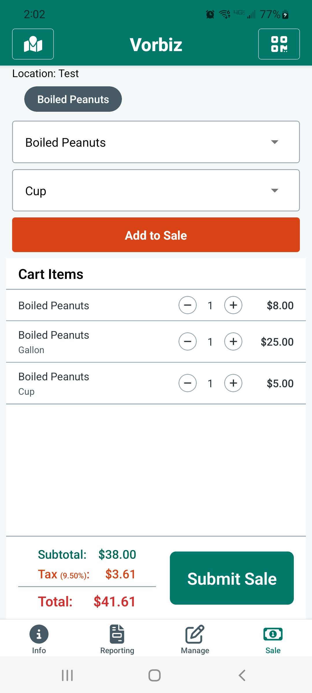 Vorbiz sale screen