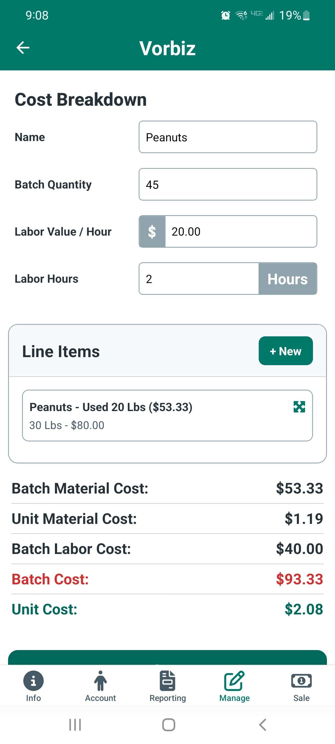 Vendor pricing display